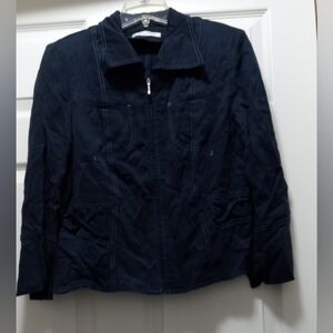 Christine Laure French F40 Limited Edition Crisscross Navy Blue Zip Front Jacket